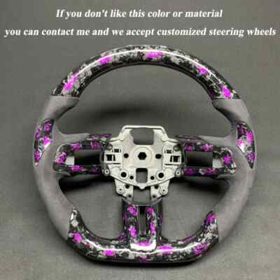 For Ford Shelby Mustang Purple Forged Carbon Fiber Alcantara Steering Wheel