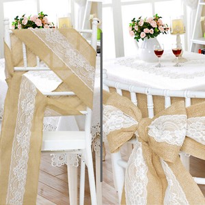 Details About 1 10 50 100 Hessian Lace Sashes Lace Roll Chair Cover Fuller Bow Table Runner