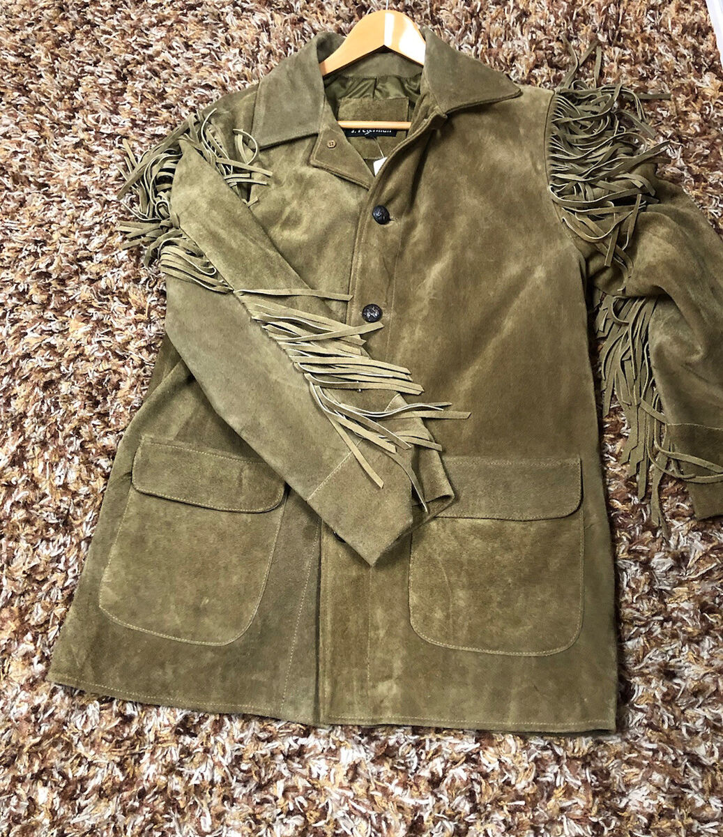 J. Peterman FRONTIERMAN, Men, Jacket,Tan,Suede Leather, Western Fringes, SizeM.: | eBay J. Peterman FRONTIERMAN, Men, Jacket,Tan,Suede Leather, Western Fringes, SizeM.: | eBay