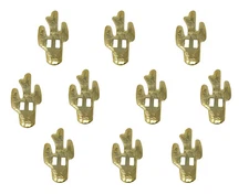 10 Gold Saguaro Cactus Metal Western Bolo Slotted Concho Slides Scarf Belt VTG