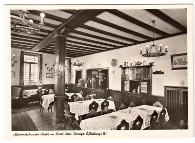 Postcard, Offenburg Baden, Hotel Three Kings, Grimmelshausen-Stube, around 1958