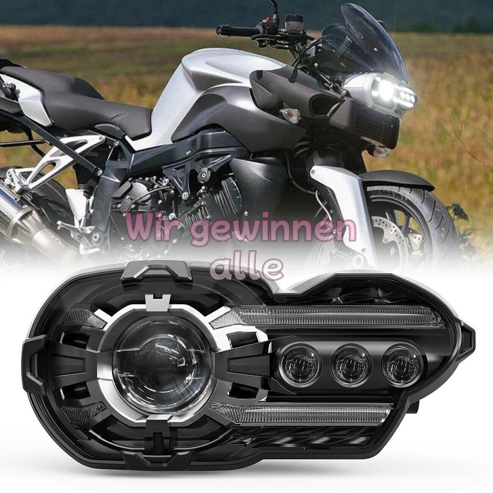 For BMW K1200R 2005-2009 K1300R 2010-2013 E-24 Approved LED Headlights w/DRL - Image 4 of 4