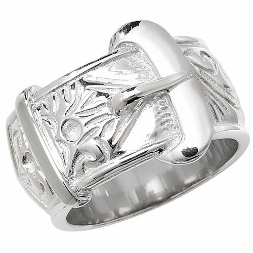 HALLMARKED Gents 925 Silver 13mm Heavy Buckle 22g Ring - Size 'Z1