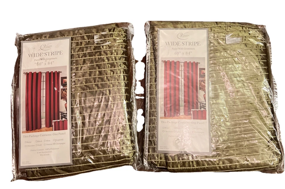 Victoria Classics Juego de 2 paneles a rayas anchas 60"x84" champán NUEVO Foto 2 de 4