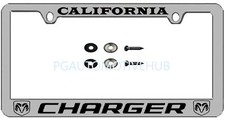 License Plate Frame Stainless Steel Chrome Vinyl Lettering For Dodge Charger