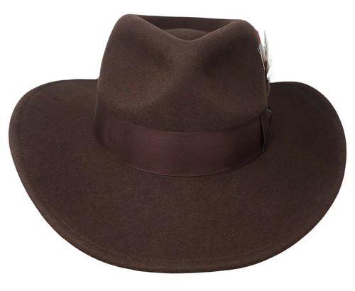 Sombrero Fedora Occidental 100% Aplastable Fieltro de Lana Indiana Jones Vaquero Outback para Hombre - Imagen 7 de 9