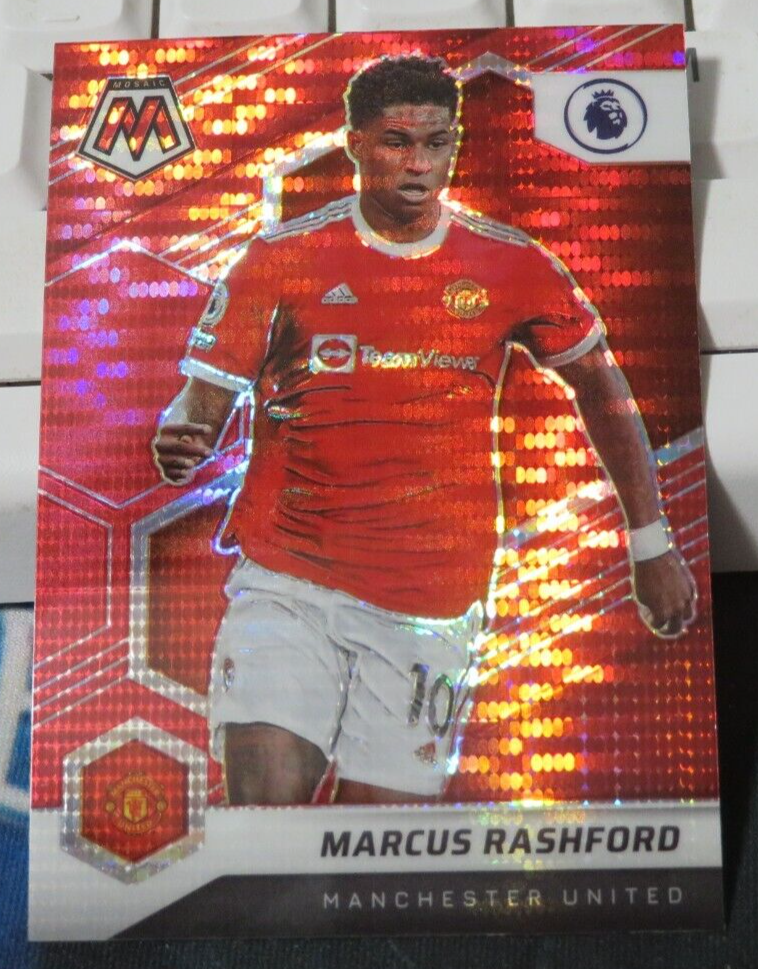 7458 2021-22 MOSAIC PREMIER LEAGUE MARCUS RASHFORD #147 RED PULSAR