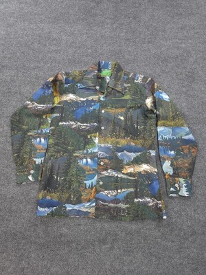 Vintage Joe Namath Arrow Shirt Mens M Multicolor Scenic Mountain Print USA 70s