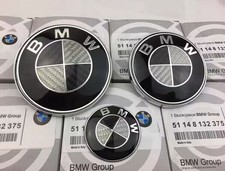 Bmw Carbon Fiber Black White 82mm Front 74mm Rear Emblem Badge Wgrommets E F G