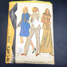 McCall's 3321 Sz 18 Bust 40 Misses' Vest, Skirt  Pants Vntg 1972 Cut