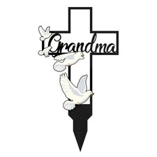 Grave Decorations for Cemetery - Memorial Metal Grave Stakes Cross Grandma