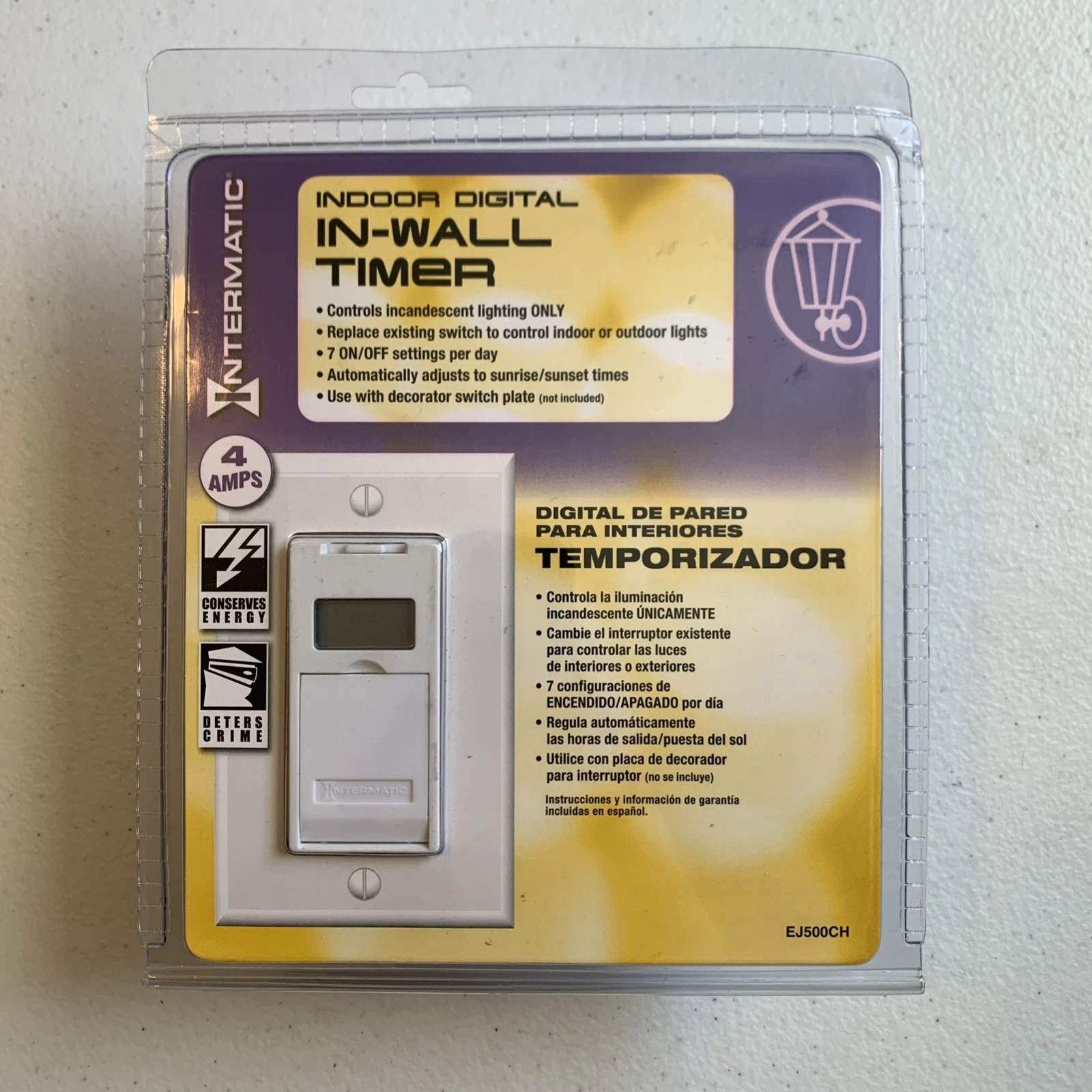 New Intermatic Indoor Digital In Wall Timer For Incandescent Lighting EJ500CH