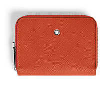 MONTBLANC Mini Wallet 2cc with Zip in Sartorial Leather - Tangerine saffiano