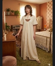 New Vtg 70s Ivory Caftan M Sears Loungewear