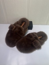 Steve Madden Faux Fur Buckle Slippers Brown