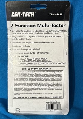 CEN-TECH  NEW 7 Function Multi-Tester Digital Multi-Meter 98025