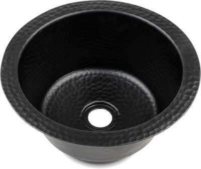 Monarch Abode Essex 12  Round Black Matte Hammered Drop-In Bar Sink NEW 19196