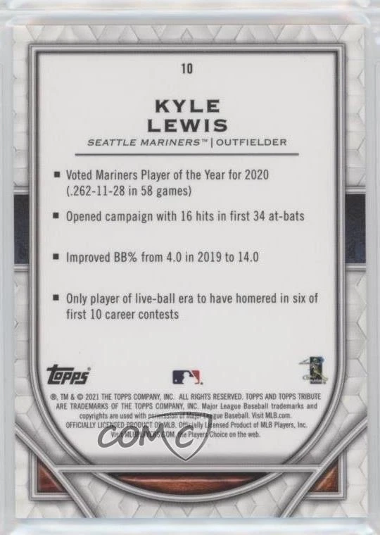 2021 Topps Tribute Green /99 Kyle Lewis #10 - Image 2 of 2