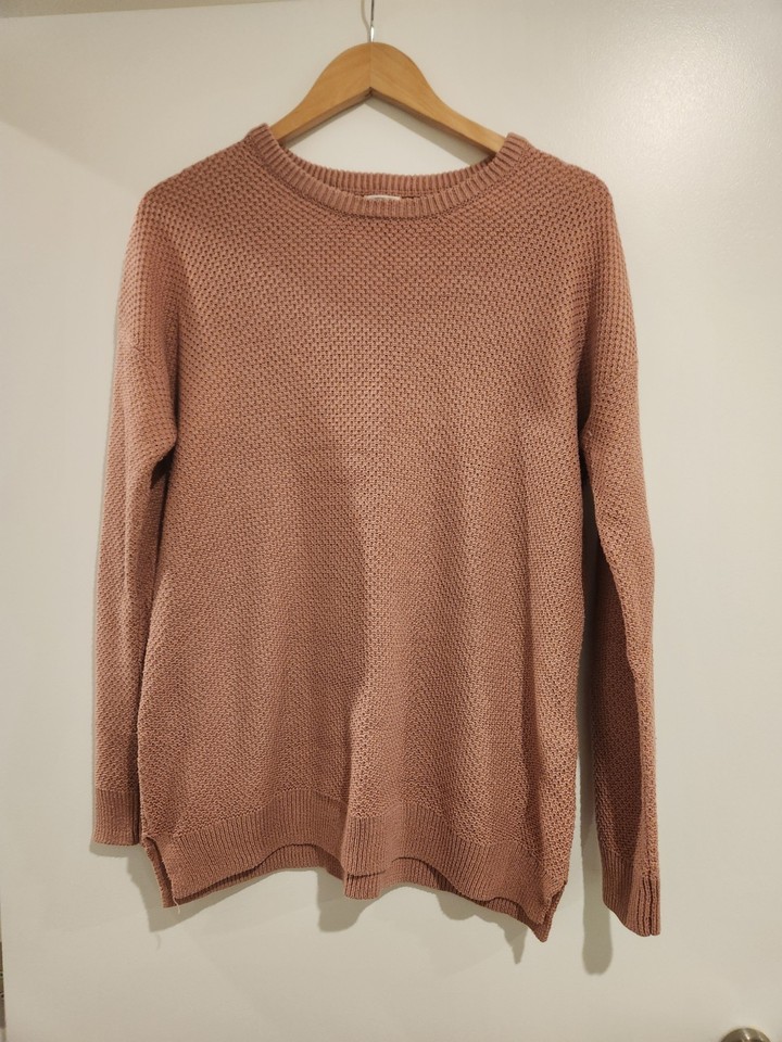 Cotton On Pink Tight-Knit Crew Neck Long Sleeve Ribbed Jumper Size L
