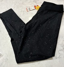 Cat  Jack Girls Fleece Lined Leggings Pants Black Sparkle Glitter XL 14/16 New 