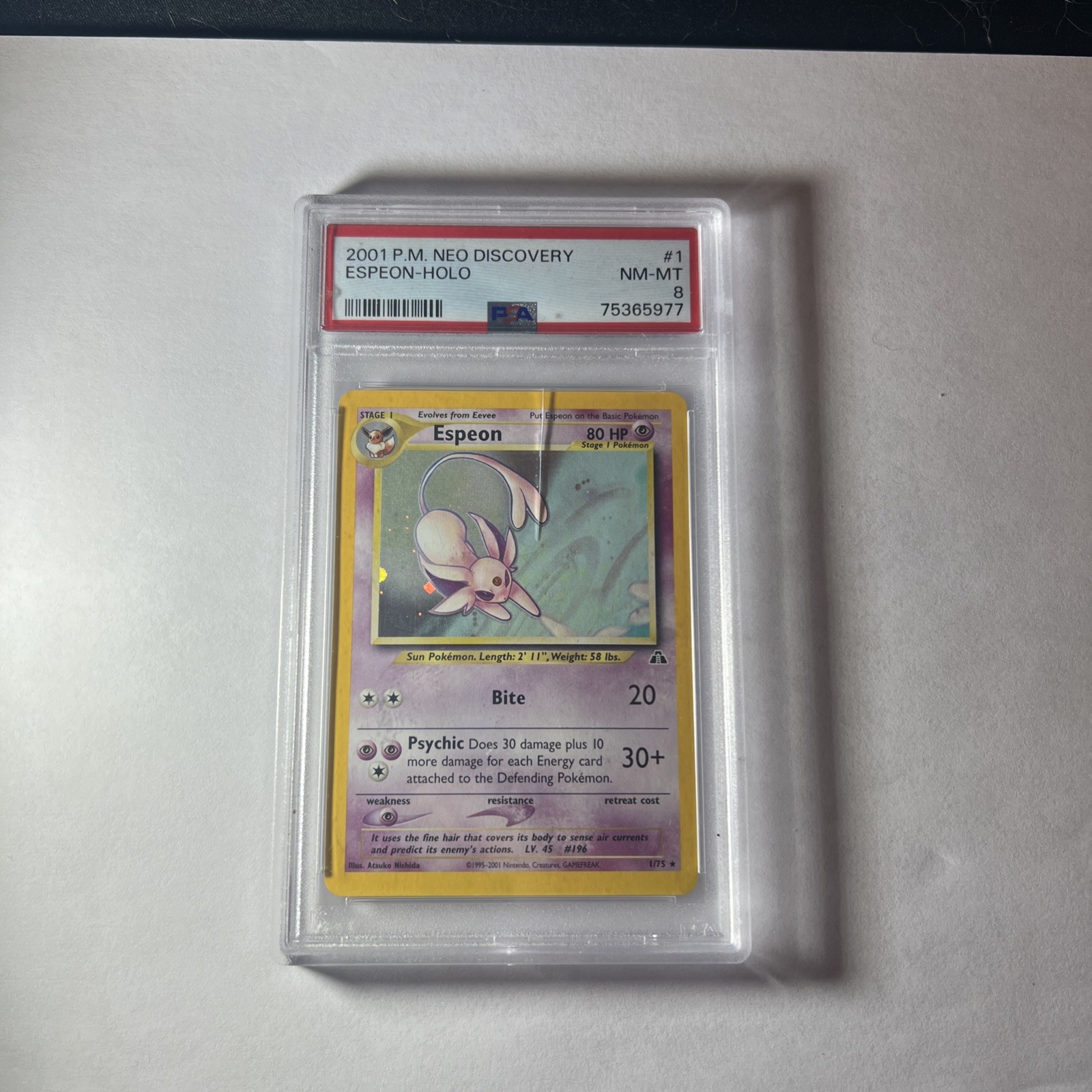 2001 POKEMON NEO DISCOVERY #1 ESPEON-HOLO PSA 8