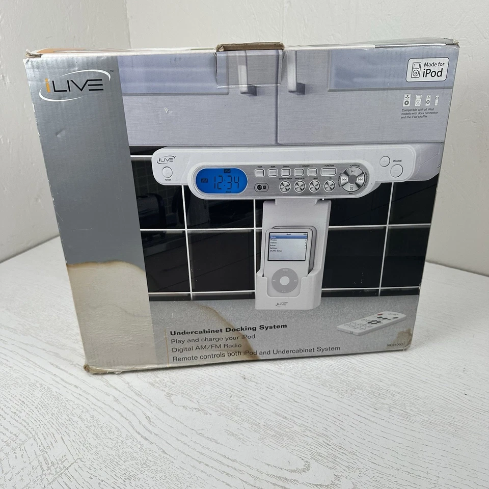 iLive Space Saver Under Cabinet Mounted iPod Player Dock + AM/FM Digital Radio - Image 2 of 4