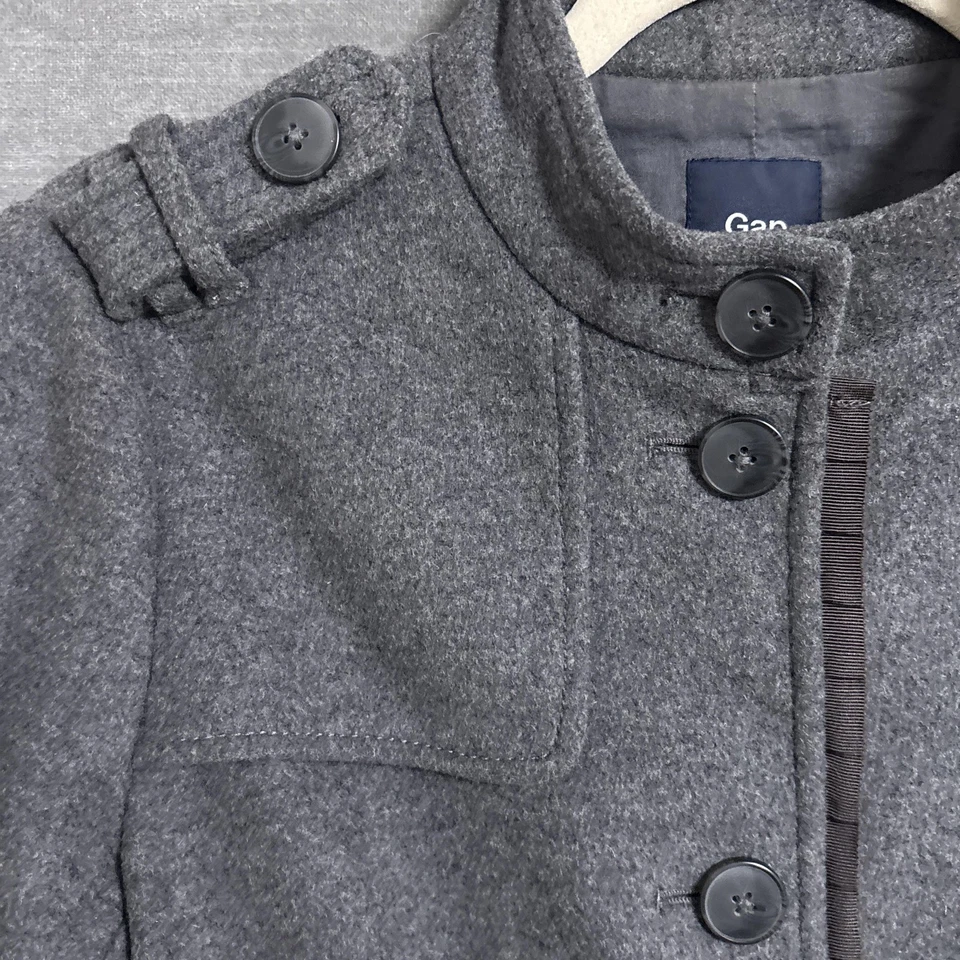 Chaqueta Gap Vintage 6 Alto Gris Mezcla de Lana Abrigo Militar Volantes Otoño Invierno y2k Foto 3 de 4