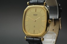 NEAR MINT SEIKO Chariot 7820-5480 Gold Oval Mens 28.5mm Quartz Watch JAPAN