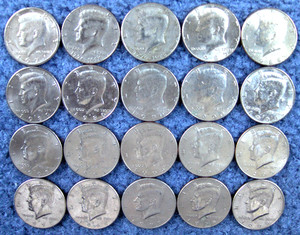 VARIETY ROLL OF 20 DIFFERENT KENNEDY HALF-DOLLAR COINS! NICE, RARE, DISCONTINUED