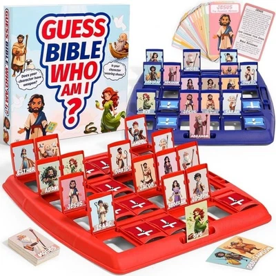 Guess Bible Who I Am Board Games, 24 Characters w/ Life Story & Verse Cards Kids