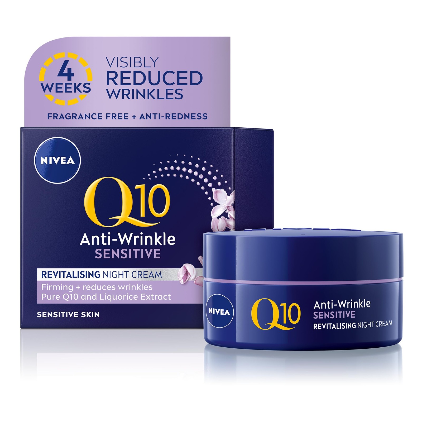 NIVEA Q10 Anti-Wrinkle Sensitive Revitalising Night Cream 50 ml (Pack of 1)