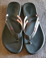 FloJos Flip Flops Thongs Women's 9 Black Pink Beach Resort Comfort