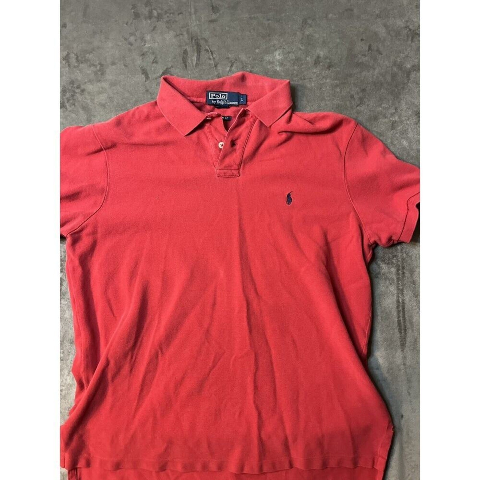 Ralph Lauren Polo Shirt Mens Large Red Custom Fit Pony Short Sleeve *