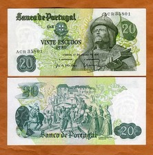 Portugal, 20 Escudos, 1971, P-173 UNC Garcia de Orta, the Goa Market