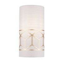 Wandlampe Stoff Schirm Metall Beige Gold H:23,9 Cm E14 Wandleuchte Blendarm