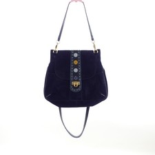 CHLOÉ borsa a mano bag borsa pelle scamosciata etnica blu navy