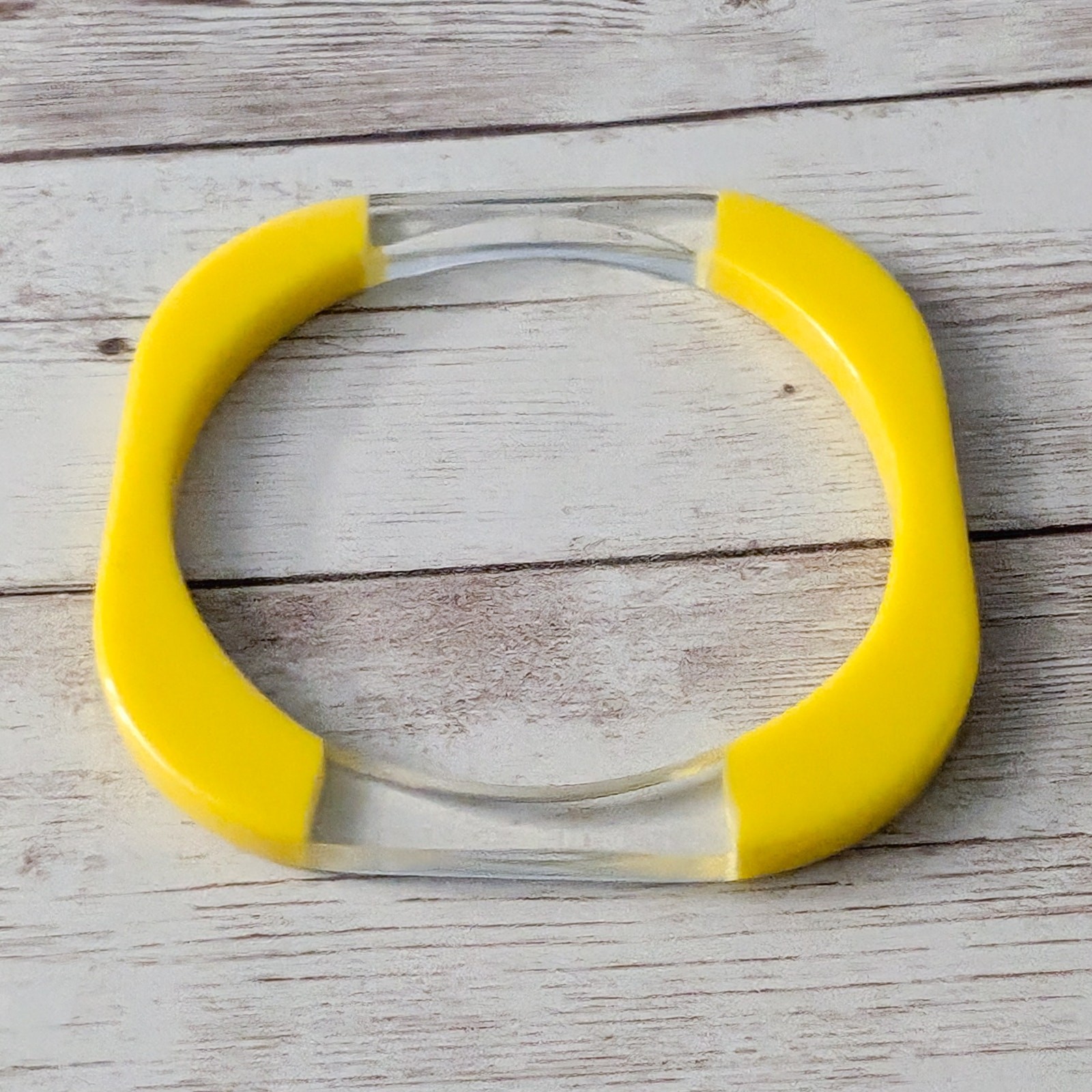 Vintage Bracelet Rounded Square Shape Yellow & Cl… - image 4