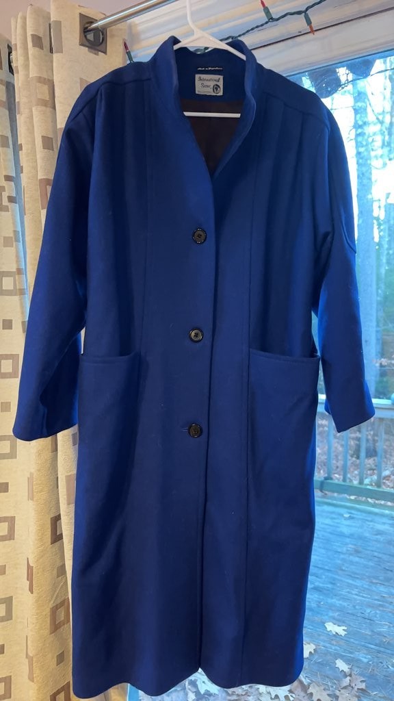 Vintage International Scene Blue Wool Coat