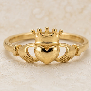 Authentic Gold Plated Claddagh Ring 925 Sterling Silver Irish Crown Heart Promise Ring