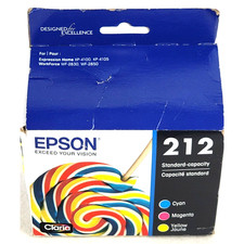 New Epson 212 Color Ink Cartridge CMY 3-Pack Exp 08/2025 OEM Genuine