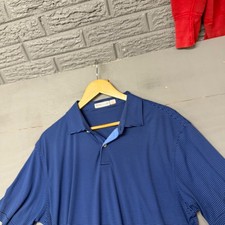 Peter Millar Mens Blue Striped Featherweight UPF 50 Golf Polo Shirt Size L