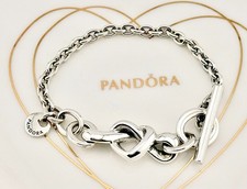 New 100% Genuine Authentic Pandora Knotted Heart T-Bar Bracelet 598100-16cm