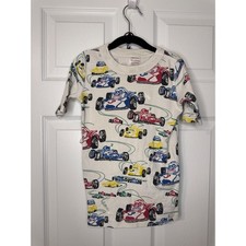 100 Cotton Hanna Andersson Kids Race Car Organic Cotton Pajama Top White 6-7