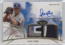 2014 Topps Tier One Relics 13/25 Alex Cobb #DAR-AC Dual Patch Auto 0o48