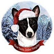 Holiday Pet Gifts Basenji Black/White Dog Santa Hat Porcelain Ornament