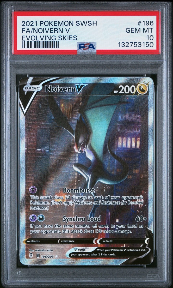 Noivern V PSA 10 English Pokemon Card 196 Evolving Skies 2021