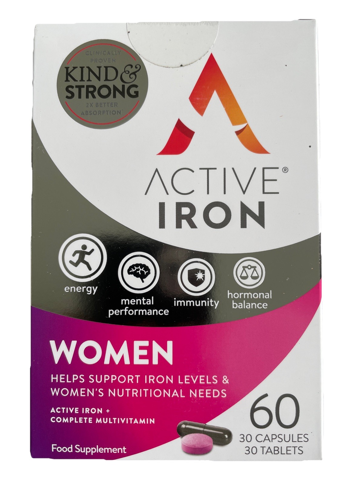 Active Iron Women Multivitamins Supplement Helps Support Iron Level 60 Tablets