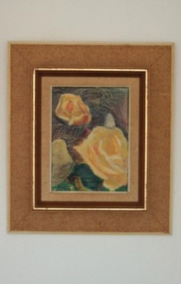 Original Mid Century Schwedisches Öl auf Leinwand - ''Rosen'' von Hans Ripa