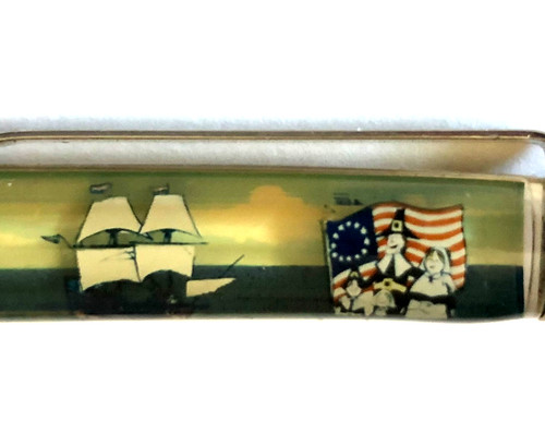 Massachusetts Floaty Pen Moving Mayflower Sailing Ship Pilgrims US Flag 1992 Vtg