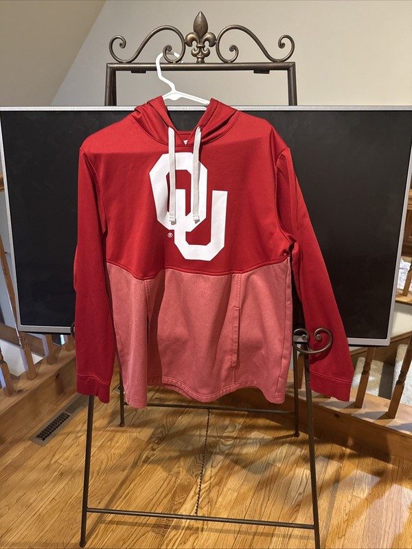 Mens Fanatics Red Crimson Oklahoma Sooners Fleece Pullover Hoodie Long Sleeve L